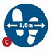 Vloersticker Ø 750mm, voetjes 1.5 meter.