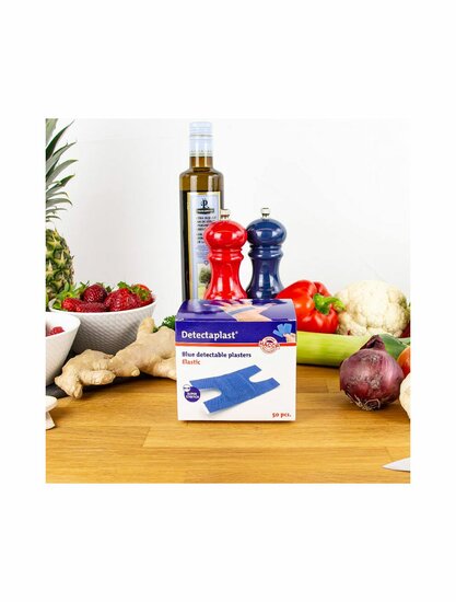 Detectaplast detect. kneuke textielpleister elastisch blauw 50 stuks