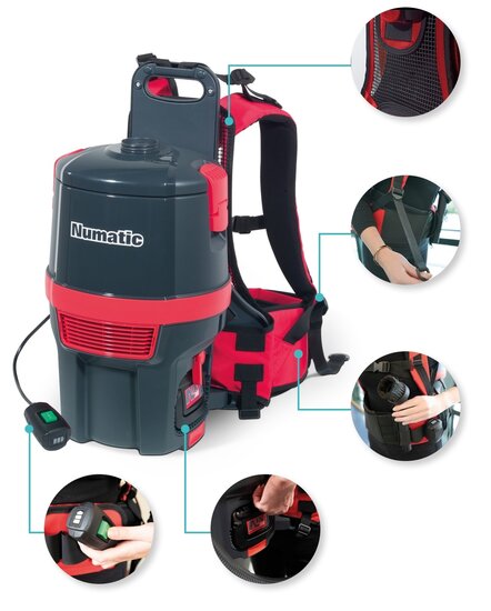 Numatic Rugstofzuiger RSB150-NX met Kit AA30E (met 1batterij)