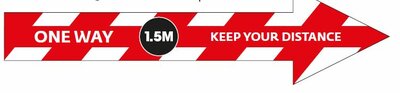 Vloersticker/Wandsticker Br.1000 x H.250 mm Rood/Wit Vloersticker/Wandsticker Br.1000 x H.250 mm Rood/Wit