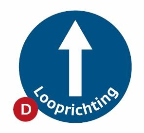 Vloersticker Ø 500mm, pijl looprichting. Vloersticker Ø 500mm, pijl looprichting.