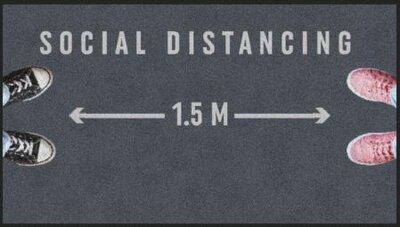 Deurmat: Social distancing 85x150 cm Deurmat: Social distancing 85x150 cm