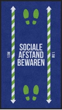 Deurmat: Sociale afstand bewaren 1.5 meter 85x150 cm Deurmat: Sociale afstand bewaren 1.5 meter 85x150 cm