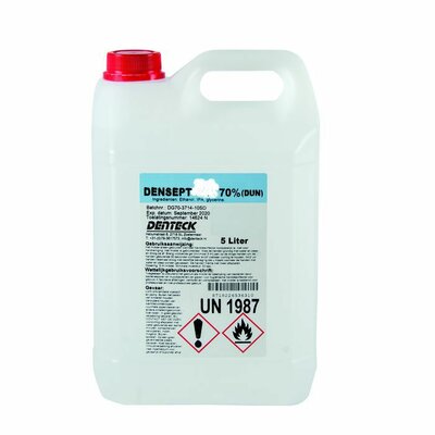 Densept Alcohol vloeibaar Dun 70%, can 5 lt. Densept Alcohol vloeibaar Dun 70%, can 5 lt.