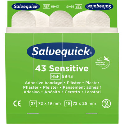 Cederroth Salvequick Sensitive pleisters 6x43 stuks Cederroth Salvequick Sensitive pleisters 6x43 stuks