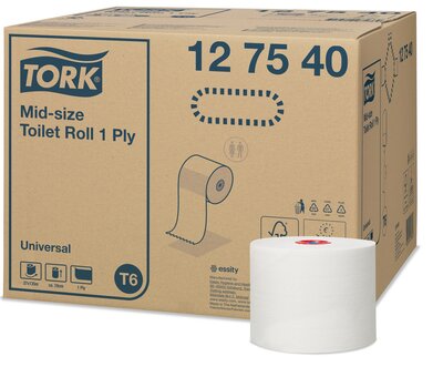 Tork Mid-size Toiletpapier 1 laags Wit T6 Universal Tork Mid-size Toiletpapier 1 laags Wit T6 Universal