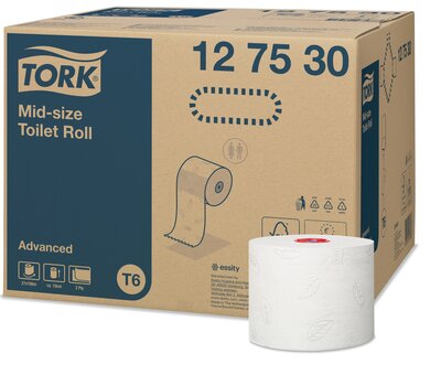 Tork Mid-size Toiletpapier 2 laags Wit T6 Advanced Tork Mid-size Toiletpapier 2 laags Wit T6 Advanced