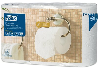 Tork Extra Zacht Traditioneel Toiletpapier Premium, 4-lgs, 18,8mtr/10cm, 150vel/rol, 42rol/pak Tork Extra Zacht Traditioneel Toiletpapier Premium, 4-lgs, 18,8mtr/10cm, 150vel/rol, 42rol/pak