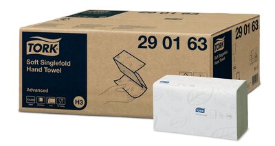 Tork Singlefold Handdoek Advanced H3 15x250st, 3.750st/doos Tork Singlefold Handdoek Advanced H3 15x250st, 3.750st/doos