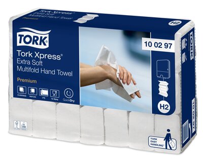 Tork Xpress Extra Zachte Multifold Handdoek Premium H2 2-laags Wit 2100 stuks (21 x 100). Tork Xpress Extra Zachte Multifold Handdoek Premium H2 2-laags Wit 2100 stuks (21 x 100).